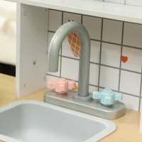 Qaba Play Kitchen, Kids Kitchen Playset with Coffee Machine, Ice Maker, Stove, Microwave, Oven, Sound & Lights(m-8)