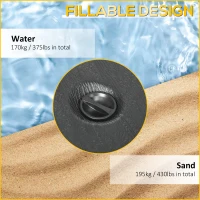 Outsunny Fillable Patio Cantilever Umbrella Base with Wheels, Heavy-duty Offset Umbrella Weights with Easy-Fill Spouts, Steel Cross Base, 430lbs Sand or 375lbs Water Filled, Black(m-5)