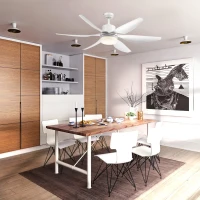 HOMCOM 52" Reversible Indoor Ceiling Fan with Light, Modern Mount LED Lighting Fan with Remote Control, for Bedroom, and Living Room, White(m-2)