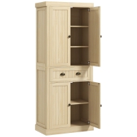 HOMCOM 72" Kitchen Cabinet, Kitchen Pantry Cabinet with 4 Doors, 2 Adjustable Shelves and Drawer, Nature Wood