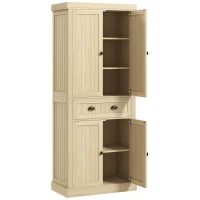 HOMCOM 72" Kitchen Cabinet, Kitchen Pantry Cabinet with 4 Doors, 2 Adjustable Shelves and Drawer, Nature Wood(m-1)