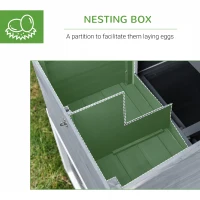 PawHut 69" Wooden Chicken Coop, Poultry Cage Hen House with Connecting Ramp, Removable Tray, Ventilated Window and Nesting Box, White(m-6)