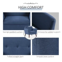 HOMCOM Traditional Living Room Chair, Armchair with Button Tufted Polygonal Straight Back, Single Sofa with Thick Padding, Blue(m-5)