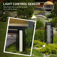 Outsunny Solar Floor Lamp, Outdoor Rattan Garden Lantern Pathway Light & Decorative Driveway Lighting with Auto On/Off LED Lights for Porch, Yard, Lawn, Courtyard, Deck, Black(m-6)