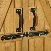 Outsunny Outdoor Storage Cabinet Wooden Garden Shed Utility Tool Organizer with Waterproof Asphalt Rood, Lockable Doors, 3 Tier Shelves for Lawn, Backyard, Natural(m-8)