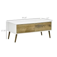 HOMCOM Coffee Table with 4 Drawers for Living Room, Cocktail Table, Center Table for Living Room, Natural(m-3)