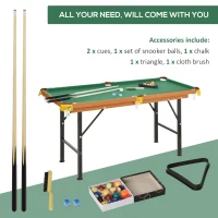 Soozier 55" Portable Folding Billiards Table Game Pool Table for Whole Family Number Use With Cues, Ball, Rack, Chalk, Green(m-4)