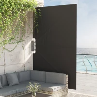 Outsunny 93" x 63" Patio Side Awning, Folding Outdoor Privacy Screen for Patio, Terrace, Balcony, Poolside, Deck, Dark Grey(m-8)