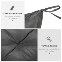 Outsunny Proch Swing Cushion, 59" x 40" x 4" Outdoor Bench Cushion with Backrest, 4" Thick Filling and String Ties, 3 Seater, Dark Grey(m-6)