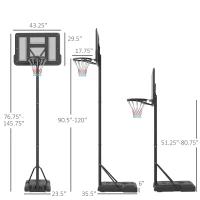 Soozier Portable Basketball Hoop, 7.5-10FT Height Adjustable Swimming Pool Basketball Goal with 43.25" Backboard, Wheels and Fillable Base, for Youth & Adults(m-3)
