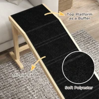 PawHut Pet Ramp Bed Steps for Dogs Cats Non-slip Carpet 74"L x 16"W x 25"H Natural(m-6)