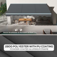 Outsunny 16.5' x 10' Electric Awning, Retractable Awning with LED Lights and Remote Controller for Door and Window, Dark Gray(m-7)