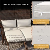 Outsunny 2 Person Patio Wicker Adirondack Chair, High-Back Fire Pit Chair with Cushions, Cream White(m-6)
