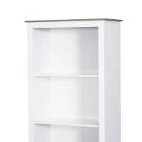 HOMCOM 69" Tall Bathroom Storage Cabinet, Bookcase with 3 Open Compartments and Double Door Cupboard, White(m-10)