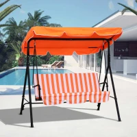 Outsunny 3-Seater Outdoor Porch Swing with Adjustable Canopy, Patio Swing Chair for Garden, Poolside, Backyard, Orange(m-1)