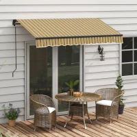 Outsunny 8' x 6.5' Retractable Awning, 280gsm UV Resistant Sunshade Shelter for Deck, Balcony, Yard, Amber and Dark Grey(m-8)