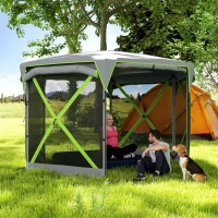 Outsunny 11 x 11ft Pop Up Camping Gazebo, Screen Tent House with Removable Roof Cover, Roll-up Wind Panels for Camping, Backyard(m-8)