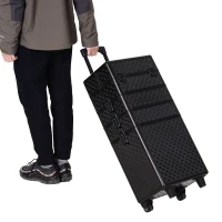 HOMCOM 4 in 1 Portable Aluminum Makeup Case Train Cases, Rolling Makeup Case with 2 Wheels, Multiple Compartments and Lift Handle(m-8)