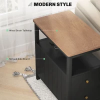 HOMCOM Side Table with Charging Station and USB Ports, Narrow End Table with Drawers, Shelf for Living Room, Black(m-6)