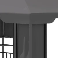 Outsunny 10' x 13' Outdoor Patio Gazebo with Double Vented Roof, Storage Shelves, Steel Frame for Lawn, Backyard and Deck, Gray(m-8)