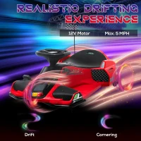Aosom 12V Electric Drifting Go Kart w/ Slow Start, Music, Lights, Red(m-4)
