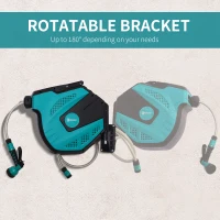 Outsunny Retractable Garden Hose Reel 1/2" x 49 ft Wall Mounted with Automatic Rewind, 180° Swivel Bracket, Any Length Lock, 7 Pattern Hose Nozzle(m-6)