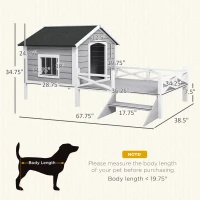 PawHut Small/Medium Dog House with Porch, Gray(m-3)