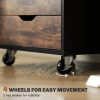 Vinsetto 7-drawer Vertical File Cabinet for Home Office, Storage Cabinet with Wheels, 18.7"x15.6"x35.4", Rustic Brown(m-6)