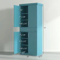 HOMCOM Modern Kitchen Pantry Freestanding Cabinet Cupboard with Doors and Drawer, Adjustable Shelving, Turquoise(m-3)