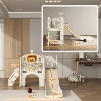 Qaba 7-in-1 Toddler Slide, Kids Slide for Ages 1-6 Years w/ Ring Toss, Basketball Hoop, Telescope Climber, Storage Space(m-3)