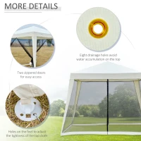 Outsunny 10x10ft Party Tent Canopy with Netting, Patio Screen House Slant Leg Outdoor Gazebo Sun Shade Shelter, Beige(m-6)