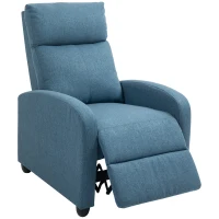 HOMCOM Fabric Recliner Armchair Manual Home Theater Seating Single Reclining Sofa Chair with Padded Seat for Living Room, Blue(m-11)
