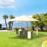 Outsunny 10' x 10' Patio Gazebo, Outdoor Gazebo Modern Canopy Shelter with Vents Roof and Steel Decorative Columns, for Garden, Lawn, Backyard and Deck(m-2)