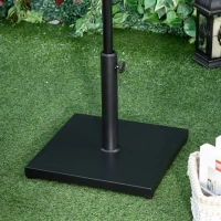 Outsunny 40 lbs Steel Square Umbrella Base Stand w/ Adjustable Knob Parasol Stand Garden Patio Outdoor Home, Black(m-8)