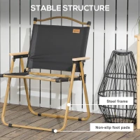 Outsunny Set of 2 Camping Chair, Lightweight Folding Chair, Portable Armchairs, Excellent for Festivals, Fishing, Beach and Hiking, Black(m-7)