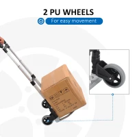 HOMCOM Folding Hand Truck and Dolly with 2 Wheels for Moving, Heavy Duty Luggage Handcart, Aluminum Box Cart with 3 Level Adjustable Telescoping Handle for 154lbs Load Capacity(m-5)