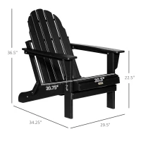 Outsunny Folding Adirondack Chair, HDPE Fire Pit Chair, Weather Resistant Outdoor Chair for Patio, Garden, Backyard, Lawn, Black(m-3)