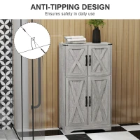 HOMCOM Farmhouse Kitchen Pantry, Freestanding Kitchen Pantry Storage Cabinet with Barn Doors and Adjustable Shelves, Grey(m-7)