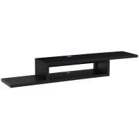 HOMCOM Floating TV Stand for TVs up to 60", Wall Mounted Media Console with 2-Tier Shelf, Entertainment Center Unit for Living Room Bedroom, Black(m-2)