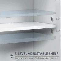 HOMCOM Sideboard, Buffet Cabinet with 3 Tempered Glass Doors, Stripe Pattern and Adjustable Storage Shelf, Credenza, White(m-5)