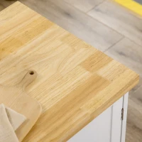 HOMCOM Triple-Cabinet Rolling Kitchen Island on Wheels, Kitchen Cart with Storage Shelf Adjustment, Rolling Utility Cart(m-8)