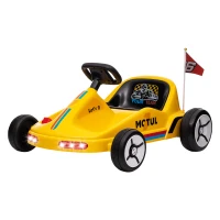 Qaba 6V Electric Go Kart for Aged 3-5 Kids with Music, Light, Horn, Yellow(m-2)