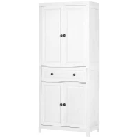 HOMCOM 72" Wood Kitchen Pantry Cabinet,Storage Organizer with Drawer and 2 Adjustable Shelves, Soft Close, White(m-11)