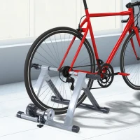 Soozier Foldable Indoor Bike Trainer, Stationary Bicycle Stand for Indoor Cycling Riding Exercise, 26-28" & 700C Wheels, Silver(m-1)