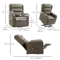 HOMCOM Lift Chair for Elderly, Power Chair Recliner with Footrest, Remote Control, Side Pockets for Living Room, Brown(m-3)
