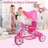 Qaba Children Ride-On Moped Tricycle with a Stylish Design & Interactive Music & Lighting Functions Blue(m-6)