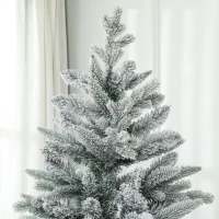 HOMCOM 6ft Artificial Flocked Christmas Tree with Snow Tips, Easy Assembly, Hinged Xmas Tree for Home Office Holiday(m-9)