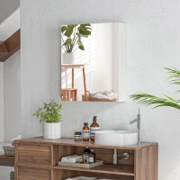 kleankin Wall Mounted Mirror Cabinet, Bathroom Medicine Cabinet with Mirror, 2 Doors, Adjustable Shelf and Soft Close Mechanism(m-1)