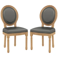 HOMCOM Dining Chairs Set of 2, French Vintage Style Kitchen Chairs with PU Leather Upholstery and Wooden Legs for Dining Room(m-2)