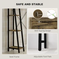 HOMCOM Over the Toilet Storage Cabinet, Over Toilet Bathroom Organizer with 3 Compartments, 4 Open Shelves, Rustic Brown(m-8)